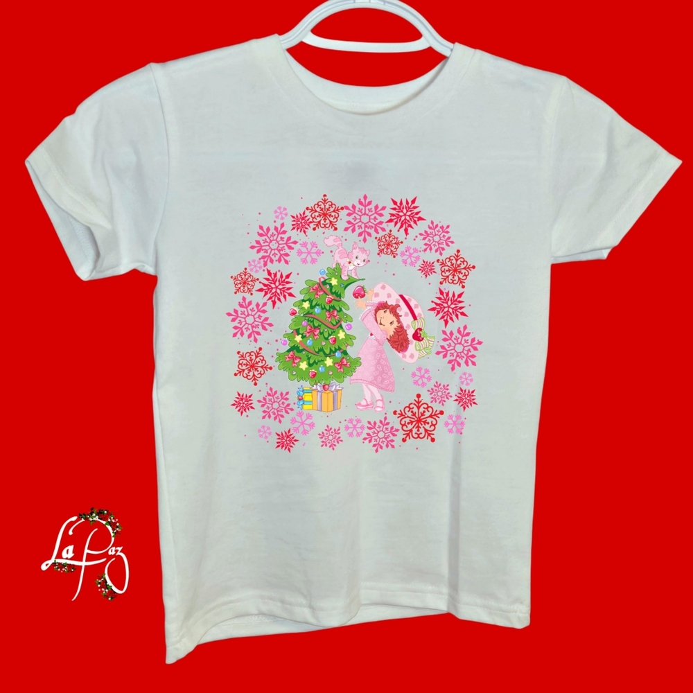Girls christmas strawberry shortcake shirt